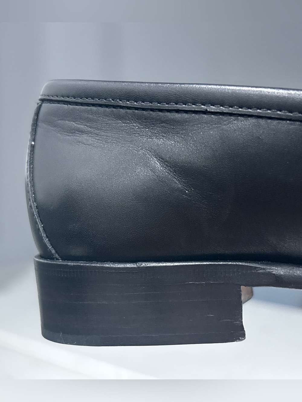 GUCCI 1953 Horsebit Loafer Black Leather Silver Tone Hardware Womens 37 C 7 - Picture 5 of 16
